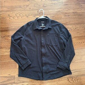 FLX Men's Long Sleeve Button-Up Sweater Shirt - Charcoal